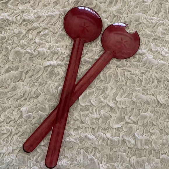 Tupperware Preludio Cranberry Red Salad Servers - Picture 2 of 3